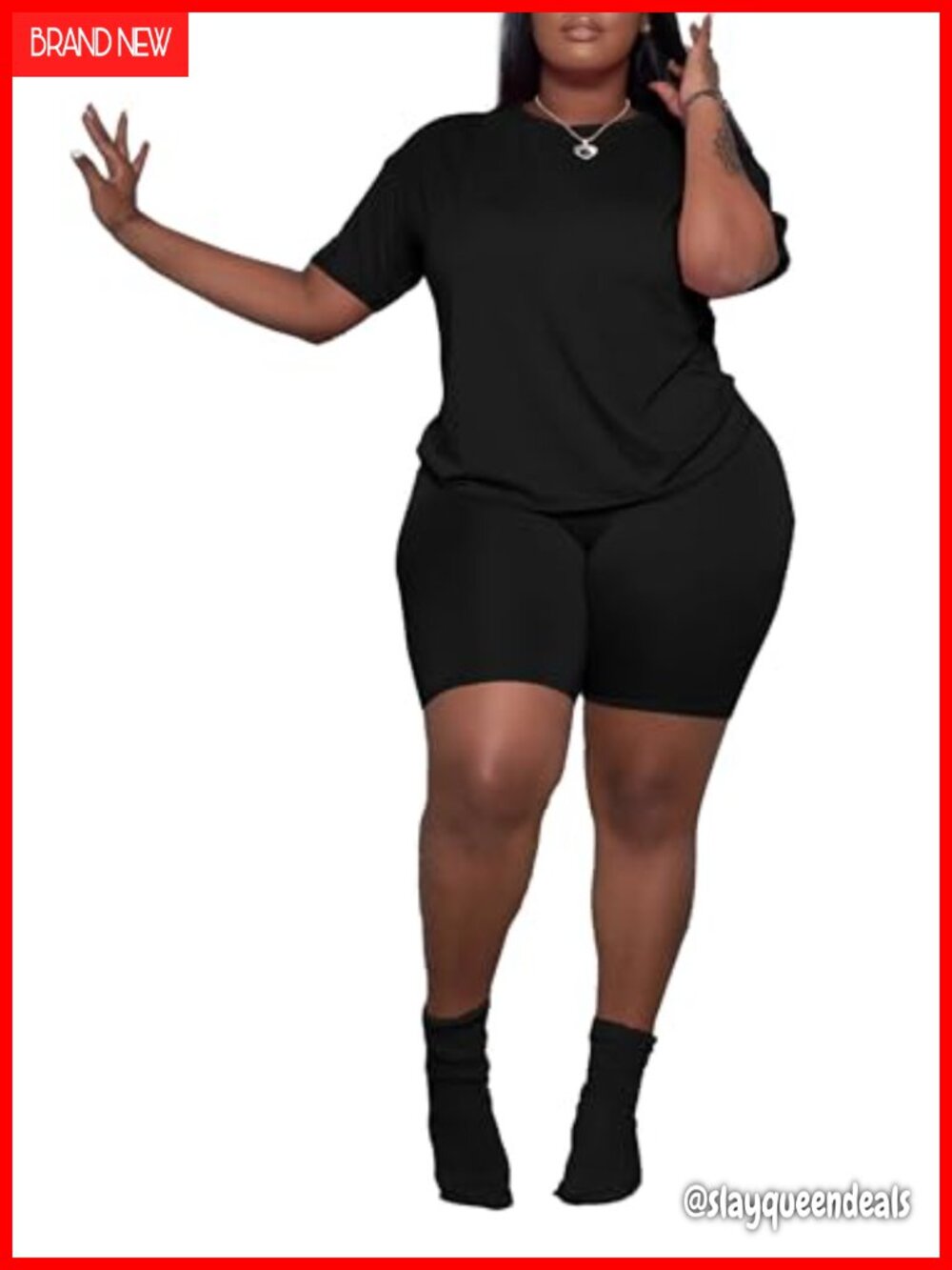 Women's Plus Size 2 Piece Outfit Short Sleeve Top & Shorts Lounge Set